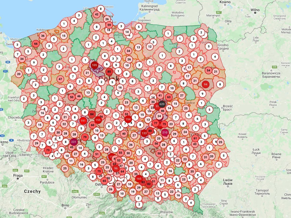 Gdzie w Polsce nie ma koronawirusa? Dokładna mapa powiatów